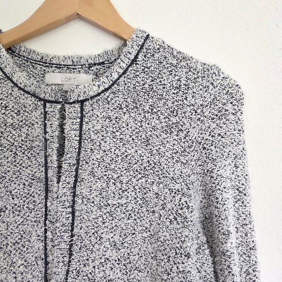 Loft Teddy Terrycloth Knit Cardigan Sweater Neutral Colors, Office wear, capsule - Picture 3 of 10